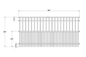 Puppy Picket Panel - Flat Top 8' Wide x 4' Tall 4-Rail Fence Panel