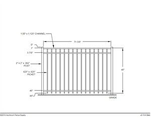 [50 Feet Of Fence] 4' Tall Black Ornamental Aluminum Flat Top Complete Fence Package