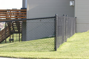 [75' Length] 4' Black Vinyl Chain Link Complete Fence Package
