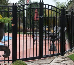 7' Aluminum Ornamental Double Swing Gate - Flat Top Series A - Over Arch