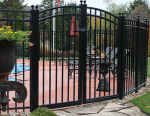 8' Aluminum Ornamental Double Swing Gate - Flat Top Series A - Over Arch