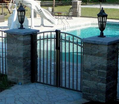 6' Aluminum Ornamental Double Swing Gate - Flat Top Series C - Over Arch