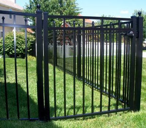 ornamental iron double swing drive gate 