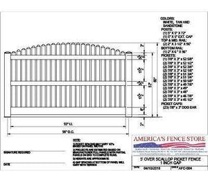 AFC-004   5' Tall x 8' Wide Overscallop Fence with 5/8" Air Space