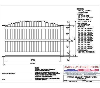 AFC-004   5' Tall x 8' Wide Overscallop Fence with 5/8