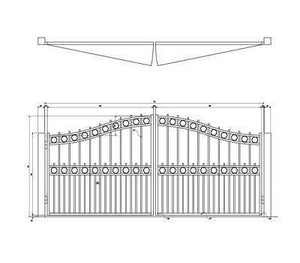 Over Arch Swing Gate with Alternating Pickets and Rings
